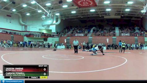 285 lbs Champ. Round 2 - Carson Powell, Norwell Wrestling Club vs Jaxson Owens, Belzer Middle School