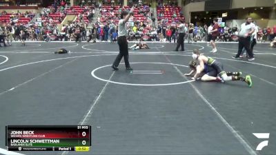 90 lbs Quarterfinal - Lincoln Schwettman, Badlands Elite vs John Beck, Wichita Wrestling Club