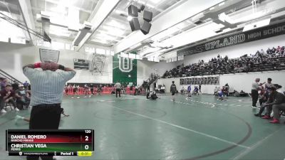 120 lbs Cons. Round 3 - Christian Vega, Perris vs Daniel Romero, Rancho Mirage