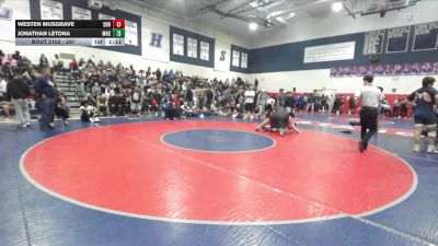 287 lbs Champ. Round 1 - Jonathan Letona, Marina High School vs Westen Musgrave, Rim Of The World High School