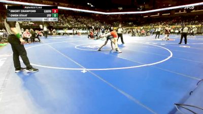 150 Class 1 lbs Semifinal - Owen Staat, St. Pius X (Festus) vs Emory Crawford, El Dorado Springs