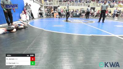 52 lbs Quarterfinal - Baker James, Cowboy Wrestling Club vs Xander Cermak, Perry Wrestling Academy