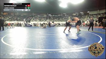 285 lbs Consi Of 4 - Hayden Rackley, Tuttle Wrestling vs James Hooks, Shawnee Takedown Club