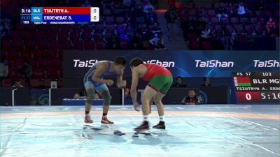 57 kg Round Of 16 - Aryan Tsiutryn, Belarus vs Bekhbayar Erdenebat, Mongolia