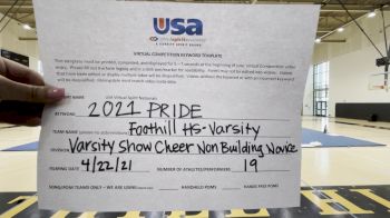 Foothill High School - North Tustin [Varsity Show Cheer Non Building Novice Finals] 2021 USA Spirit & Dance Virtual National Championships