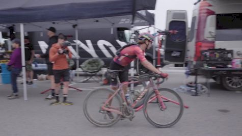 Pete Stetina's Mechanic 'Big Tall Wayne' Checks Over His Equipment In 2022 UNBOUND Gravel Checkpoint 1