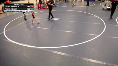 10U - 59 lbs Cons. Round 4 - Luke Thompson, Coon Rapids Mat Bandits Wrestling Club vs Alice Kohler, Princeton Wrestling