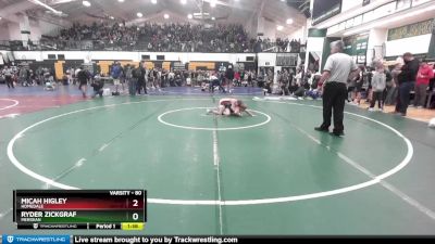 80 lbs Quarterfinal - Micah Higley, Homedale vs Ryder Zickgraf, Meridian