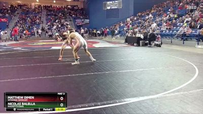 138 lbs Cons. Round 2 - Matthew Dimen, Wyoming Seminary vs Nicolas Balella, Hackettstown