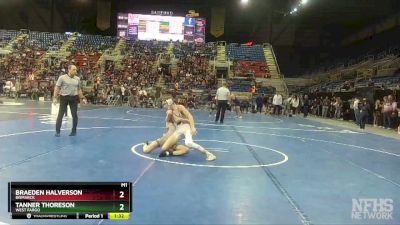 120 lbs Quarterfinal - Braeden Halverson, Bismarck vs Tanner Thoreson, West Fargo