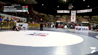 Junior Boys - 132 lbs Cons. Round 5 - Brett Crowley, Vacaville High School Wrestling vs Michael Schliewe, El Camino SSF High School Wrestling