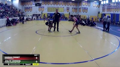 108 lbs Quarterfinal - Joslyn Johnson, Flagler Wrestling Club vs Hannah Ferret, Bloomingdale