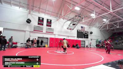 184 lbs Quarterfinal - Sebastion Navarro, West Hills vs Isaac Villalobos, Bakersfield College