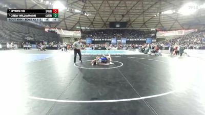 Boys 4A 113 lbs 7th Place Match - Jayden Vo, Spanaway Lake vs Crew Williamson, Curtis