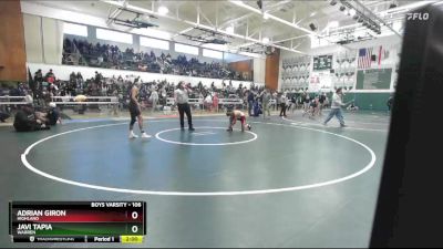 106 lbs Champ. Round 2 - Adrian Giron, Highland vs Javi Tapia, Warren