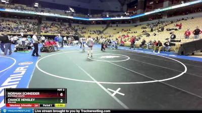 132 Class 3 lbs Champ. Round 1 - Norman Schneider, Raytown South vs Chance Hensley, Bolivar