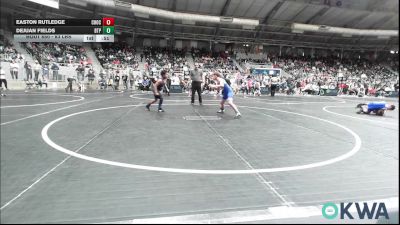 83 lbs Consi Of 8 #1 - Easton Rutledge, Choctaw Ironman Youth Wrestling vs Dejuan Fields, Tulsa Blue T Panthers