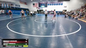 157 lbs Champ. Round 1 - Sergio Cardenas, Worland vs Brendan Woodard, Torrington