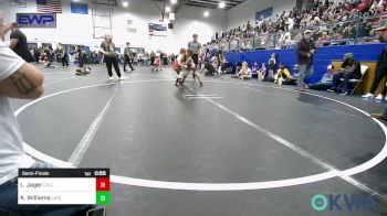 66 lbs Semifinal - Lane Jager, Carl Albert vs Kade Williams, Little Axe Takedown Club