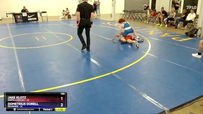 130 lbs Placement Matches (8 Team) - Jake Klotz, North Carolina vs Dometrius Dorell, Delaware