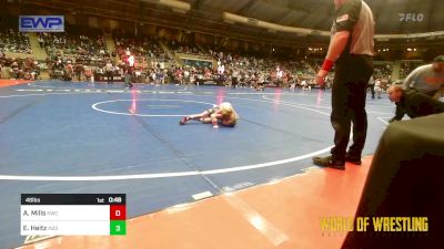 46 lbs Quarterfinal - Aniston Mills, Keystone Wrestling Club vs Everly Heitz, Indianola Mat Tribe