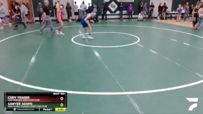 95 lbs Cons. Round 5 - Cody Yeager, Lusk Rawhide Wrestling Club vs Sawyer Adams, High Plains Thunder Wrestling Club