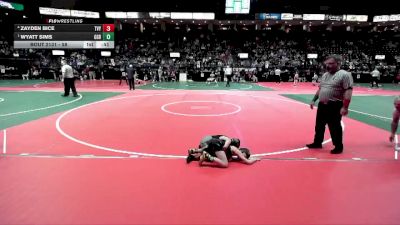 58 lbs 3rd Place Match - Zayden Bice, TVY2 vs Wyatt Sims, GGBA