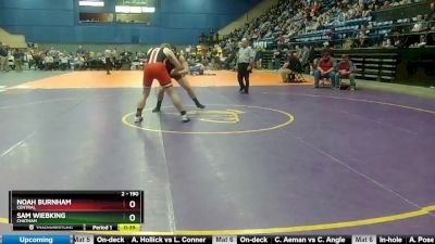 2 - 190 lbs Cons. Round 2 - Noah Burnham, Central vs Sam Wiebking, Chatham