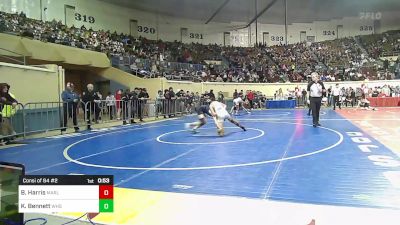 128 lbs Consi Of 64 #2 - Brennen Harris, Marlow Outlaws vs Kelson Bennett, Warner High School