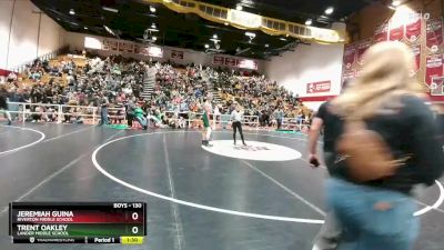 130 lbs Quarterfinal - Jeremiah Guina, Riverton Middle School vs Trent Oakley, Lander Middle School