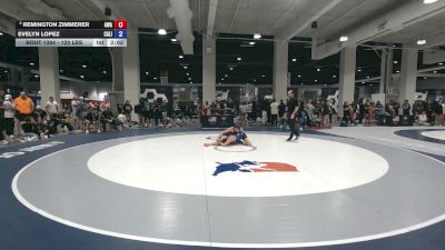 120 lbs Cons. Quarters - Remington Zimmerer, Ascent Wrestling Academy vs Evelyn Lopez, California