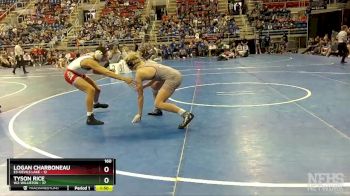 160 lbs Quarterfinal - Tyson Rice, W2-Williston vs Logan Charboneau, E3-Devils Lake