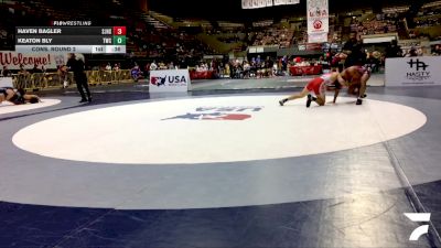 Junior Boys - 132 lbs Cons. Round 2 - Haven Bagler, San Juan High School Wrestling vs Keaton Bly, Tracy Wrestling Club