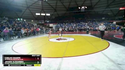 126 lbs Champ. Round 1 - Jayden Alegarbes, Rainier Junior Wrestling Club vs Coelho Sharpe, Mt Spokane Wrestling Club