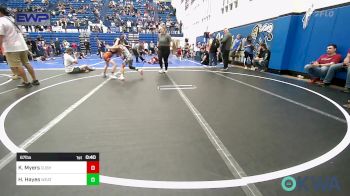 67 lbs Quarterfinal - Keegan Myers, Cushing Tigers vs Hayden Hayes, Weatherford Youth Wrestling