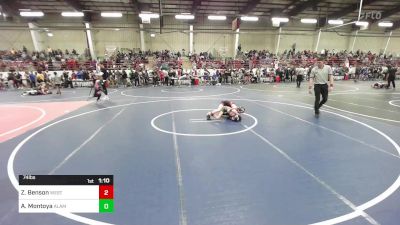 74 lbs Semifinal - Zayne Benson, Western Colorado WC vs Alex Montoya, Alamosa