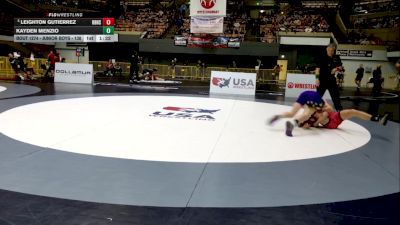 Junior Boys - 138 lbs Champ. Round 1 - Leighton Gutierrez, Red Bluff High School Wrestling vs Kayden Menzio