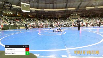 76 lbs Quarterfinal - Abel Fisher, Sebolt Wrestling Academy vs Kolton Hartman, Kodiak Attack