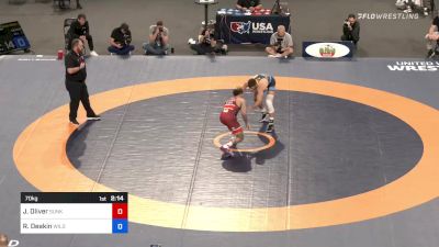 70 kg Semifinal - Jordan Oliver, Sunkist Kids Wrestling Club vs Ryan Deakin, WILD/TMWC