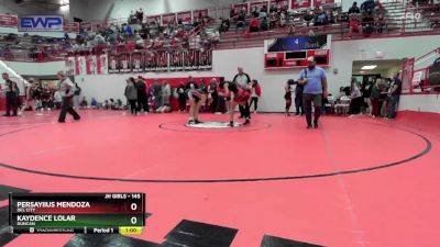 145 lbs Cons. Round 3 - Kaydence Lolar, DUNCAN vs Persayiius Mendoza, DEL CITY