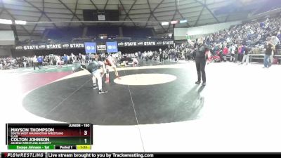 150 lbs Semifinal - Mayson Thompson, South West Washington Wrestling Club vs Colton Johnson, Ascend Wrestling Academy