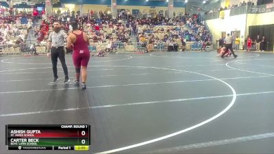 215 lbs Champ. Round 1 - Carter Beck, Boys` Latin School vs Ashish Gupta, St. James School