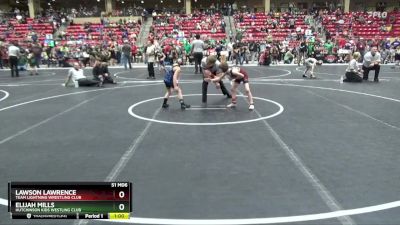 55 lbs Quarterfinal - Lawson Lawrence, Team Lightning Wrestling Club vs Elijah Mills, Hutchinson Kids Westling Club