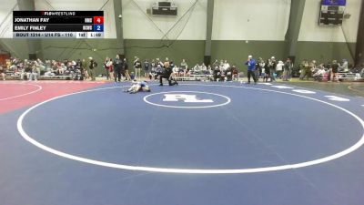 U14 FS - 110 lbs Cons. Round 2 - Jonathan Fay, Hillsboro Mat Club vs Emily Finley, Big Cat Wrestling Club