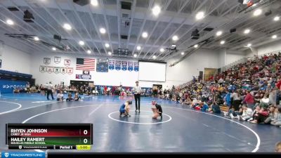 95-102 lbs Quarterfinal - Rhyen Johnson, Carey Jr High vs Hailey Ramert, Douglas Middle School