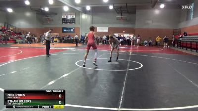 133 lbs Cons. Round 3 - Ethan Sellers, Life University vs Nick Sykes, Unattached