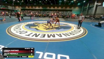 106 lbs Champ. Round 2 - Joshua Martinez, Bonanza vs Arjun Mediwala, Reno