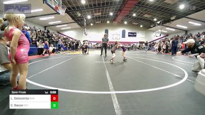 49 lbs Semifinal - Lennox Delacerda, Bristow Youth Wrestling vs Carson Bacon, Owasso Takedown Club