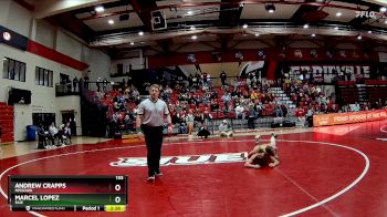 133 lbs Quarterfinal - Marcel Lopez, SIUE vs Andrew Crapps, Missouri