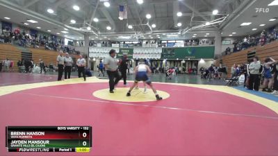132 lbs Cons. Round 4 - Jayden Mansour, Granite Hills (El Cajon) vs Brenn Hanson, Vista Murrieta